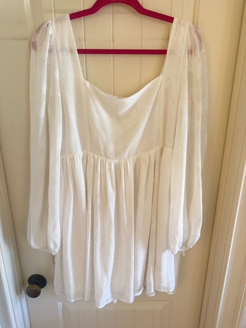 White Puff Sleeve Mini Dress